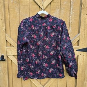 Vintage Pykettes Ruffle Floral Patterned Long Sleeve Blouse